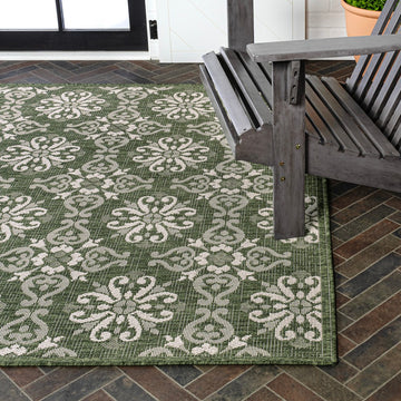Amora Traditional Mediterranean Tile Design Indoor/Outdoor Area Rug